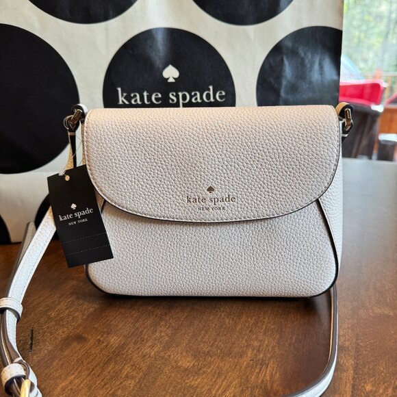NEW Kate Spade Monica Small Flap Crossbody Bag Meringue Leather Purse KF364 - Picture 1 of 7